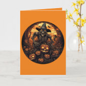 Spooky Skeleton Jack-O-Lantern Pumpkins Halloween Karte (Gelbe Blume)