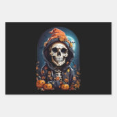 Spooky Skeleton mit Bösen Pumpkins Geschenkpapier Set (Vorderseite 2)