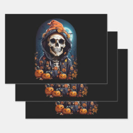 Spooky Skeleton mit Bösen Pumpkins Geschenkpapier Set