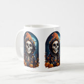 Spooky Skeleton mit Bösen Pumpkins Kaffeetasse (Vorderseite Links)