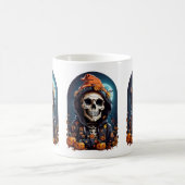 Spooky Skeleton mit Bösen Pumpkins Kaffeetasse (Mittel)