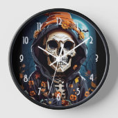 Spooky Skeleton mit Bösen Pumpkins Uhr (Vorderseite)