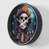 Spooky Skeleton mit Bösen Pumpkins Uhr (Winkel)