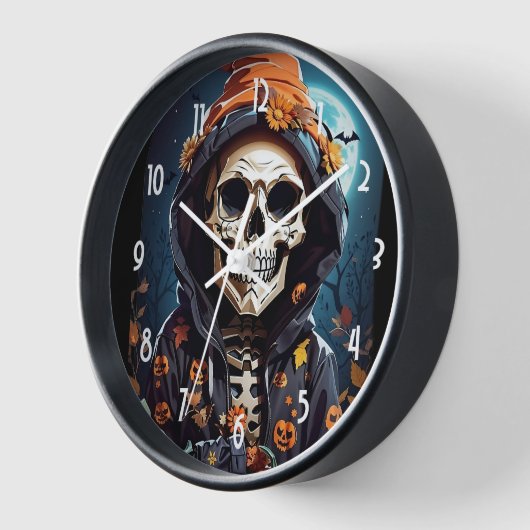 Spooky Skeleton mit Bösen Pumpkins Uhr (Winkel)