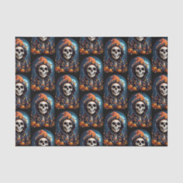 Spooky Skeleton mit Evil Pumpkins Pattern Seidenpapier