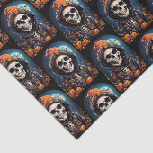 Spooky Skeleton mit Evil Pumpkins Pattern Seidenpapier (Ausschnitt)