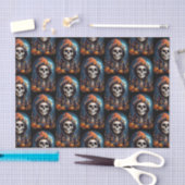 Spooky Skeleton mit Evil Pumpkins Pattern Seidenpapier (Handwerk)