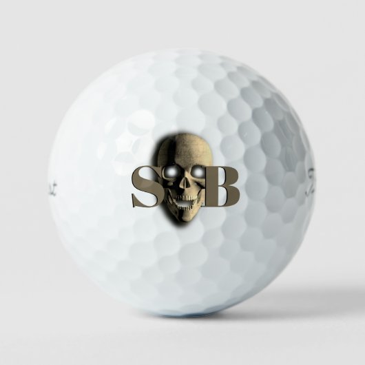 Spooky Skeleton Mit Monogramm Skull Golf Balls Golfball (Vorderseite)