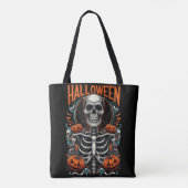 Spooky Skeleton mit Pumpkins Macabre Halloween Tasche (Rückseite)