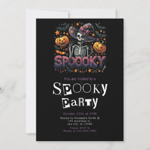 Spooky Skeleton Modernes Minimalistisches Hallowee Einladung