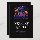 Spooky Skeleton Modernes Minimalistisches Hallowee Einladung (Vorne/Hinten)