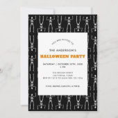 Spooky Skeleton Pattern Schwarzes Halloween-Party Einladung (Vorderseite)