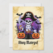 Spooky Skeleton Pirate Halloween Feiertagskarte (Vorderseite)