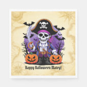 Spooky Skeleton Pirate Halloween Serviette (Vorderseite)