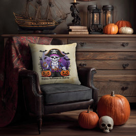 Spooky Skeleton Pirate Happy Halloween Matey Kissen