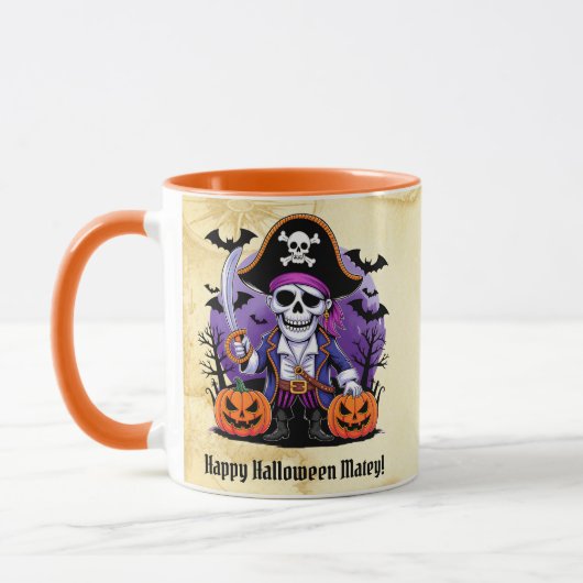 Spooky Skeleton Pirate Happy Halloween Tasse (Links)