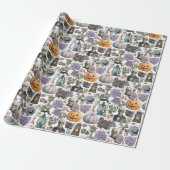 Spooky Skeleton & Pumpkin Halloween Wrapping Paper Geschenkpapier (Ungerollt)