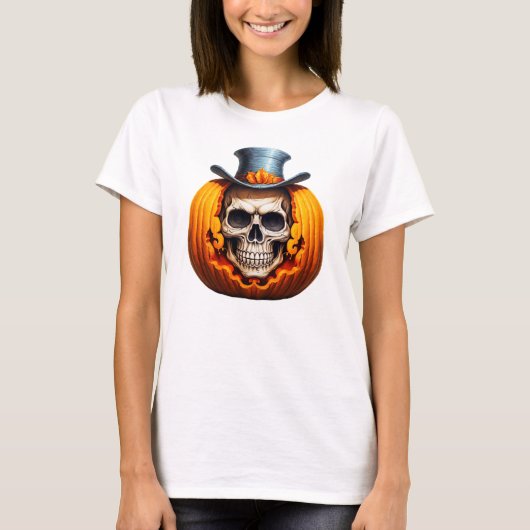 Spooky Skeleton Pumpkin Top Hat Bones Halloween (Vorderseite)