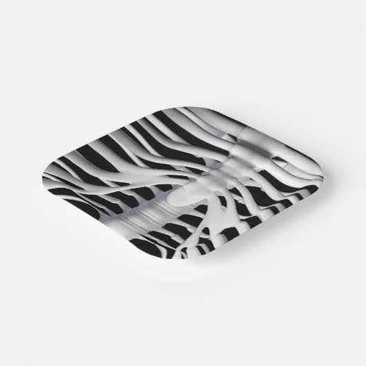 Spooky Skeleton Rib Käfig Schwarz-Weiß Halloween Pappteller (Gewinkelt)