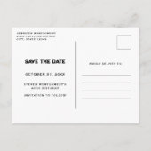 Spooky Skeleton Save the Date mit Bösen Pumpkins Einladungspostkarte (Rückseite)