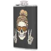 Spooky Skeleton Skull Leopard Halloween-Mama Flachmann (Links)