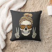 Spooky Skeleton Skull Leopard Halloween-Mama Kissen (Decke)
