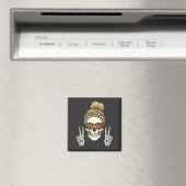 Spooky Skeleton Skull Leopard Halloween-Mama Magnet (In Situ (Geschirrspüler))