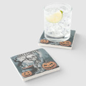Spooky Skeleton Steinuntersetzer (Seitenansicht)