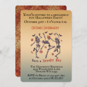 Spooky Skeletons tanzen - Halloween-Party Einladung (Vorne/Hinten)