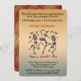 Spooky Skeletons tanzen - Halloween-Party Einladung