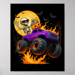 Spooky Skeletter Reiten Monster Lkw Halloween Cos Poster