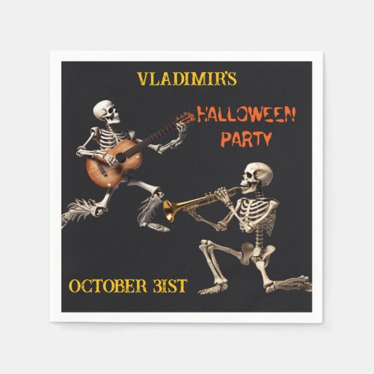Spooky Skeletts Halloween-Party Personalisiert Serviette (Vorderseite)