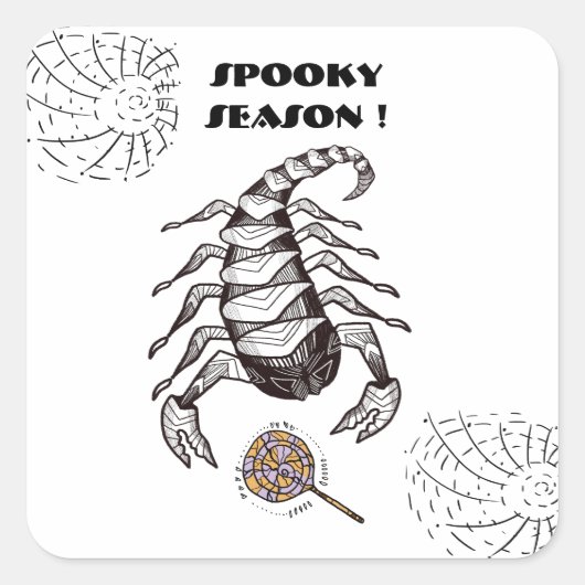 Spooky-Skorpion Quadratischer Aufkleber (Vorderseite)