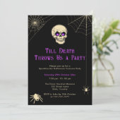 Spooky Skull Adulween Halloween Costume Party Einladung (Stehend Vorderseite)