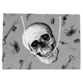 Spooky Skull and Bugs Halloween Große Geschenktüte (Rückseite)