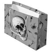 Spooky Skull and Bugs Halloween Große Geschenktüte (Vorderseite Schrägansicht)