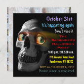 Spooky Skull Beängstigend Halloween Einladung (Vorne/Hinten)