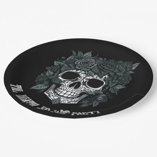Spooky Skull Day of the Dead halloween Knochen Pappteller (Schrägansicht)