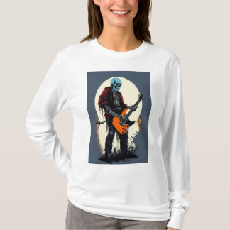 Spooky Skull Electric Gitarren T - Shirt Design