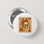 Spooky Skull Halloween Button (Vorne & Hinten)