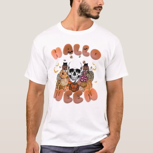 Spooky Skull Halloween Custom T-Shirt (Vorderseite)