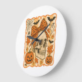Spooky Skull Halloween Große Wanduhr (Winkel)