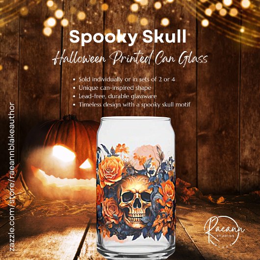 Spooky Skull Halloween-Hartglas Dosenglas