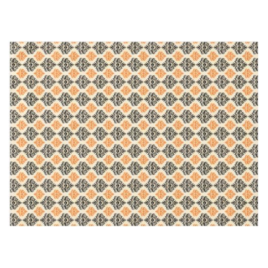 Spooky Skull Pattern Schwarz Orange Gold Halloween Tischdecke (Vorderseite (Horizontal))