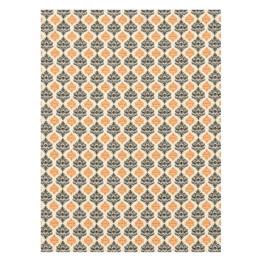 Spooky Skull Pattern Schwarz Orange Gold Halloween Tischdecke (Vorderseite)