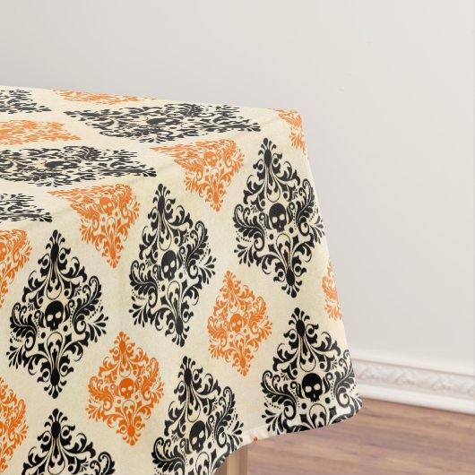 Spooky Skull Pattern Schwarz Orange Gold Halloween Tischdecke (Beispiel)