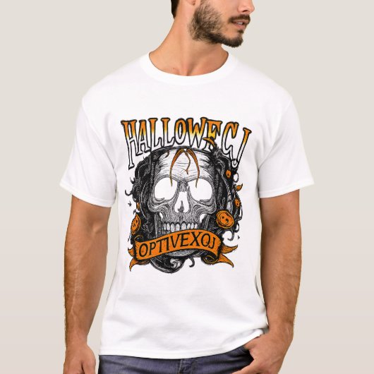 Spooky Skull & Pumpkins T - Shirt - Halloween (Vorderseite)