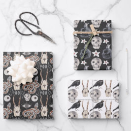 Spooky Skull Schlange Black Raven Crow Geschenkpapier Set
