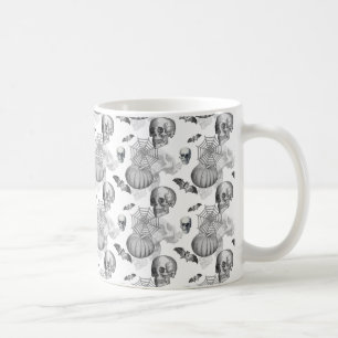 Spooky Skull Spider Web Pumpkin Bat Halloween Kaffeetasse