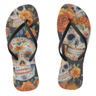 Spooky Skulls: Halloween-Inspiriertes Musterdesign Badesandalen